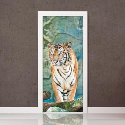 3D Forset Tiger Wall Art Door Mural Wallpaper Wall sticker Decal Wall Decal Photo self adhesive home decor accessories