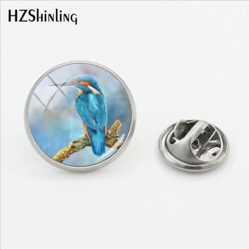 2018 New Arrival Bird Paintings Lapel Pin Men Little Birds Butterfly Pins Glass Photo Clasp Jewelry Colorful Shirt Collar Pin