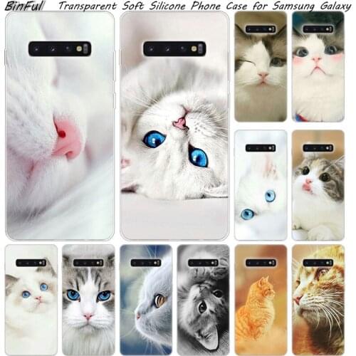 Hot Cute animal cat Soft Silicone Case For Samsung Galaxy S10 S9 S8 Plus S7 Edge A6 A8 Plus A7 A9 2018 A5 2017 Fashion Cover