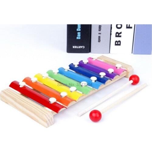 DHL 50set Wooden 8 Tones Multicolor Xylophone Wood Musical Instrument Toys For Baby Kids