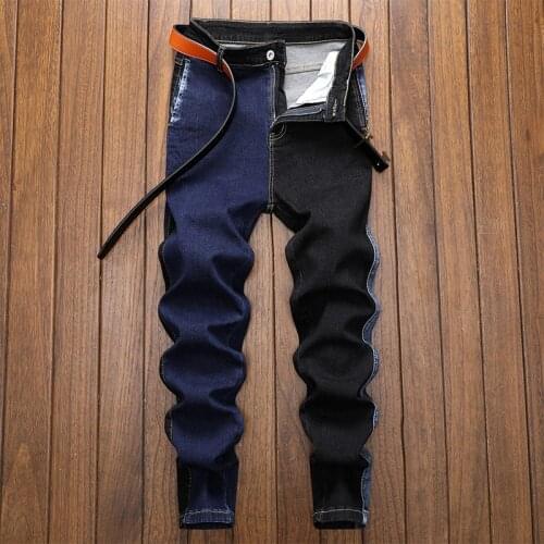 Patchwork Jeans Men Jean Homme Pantalon Pants Slim Denim Trousers Biker High Quality Male Straight Casual Designer Fashion