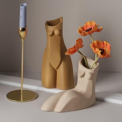 European Abstract Creative Human Body Geometric Ceramics Vase Living Room Flower Vase Arrangement Home Desktop Art Decoration