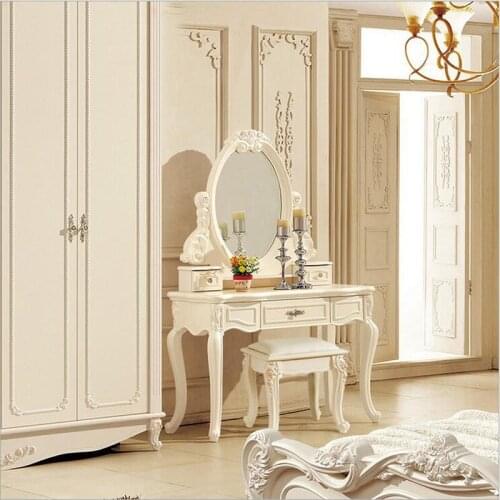 European mirror table modern bedroom dresser French furniture white french dressing table pfy10046