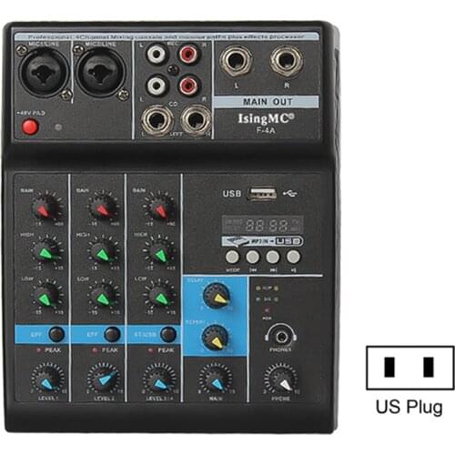 F-4A 4-channel Audio Mixer Portable Audio Mixer Sound Mixing Console Bluetooth-compatible Sound Mixing Console