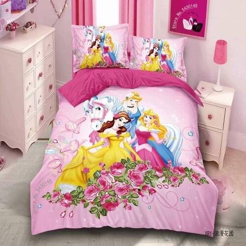 Disney Duvet Cover Sets Elsa Princess Rapunzel Girls Bedding Set Bed Sheet Pillow Cases Twin Single Size Drop Shipping Girl Gift