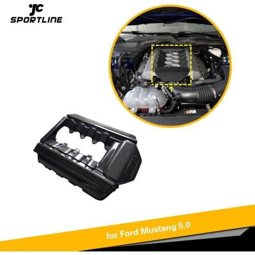 Carbon Fiber Car Engine Cover Bonnets for Ford Mustang 5.0 2015 - 2017 Engine Hood Spark Cover Frame