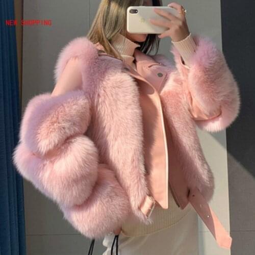 Faux Fur Coat Women Pink High Quality Furry Cropped Faux Fur Leather Patchwork Jacket Woman Winter Overcoat Faux Fur Short Coats