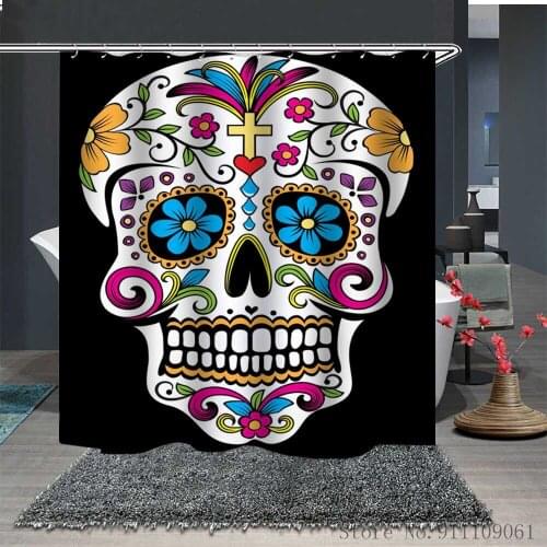 Fashion Art Skull 3D Print Bathroom Curtain Waterproof and Mildew Proof Polyester Fabric Shower Curtain Bathroom Home Decoration