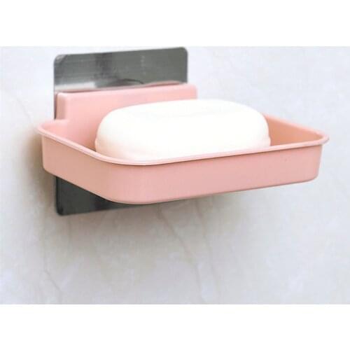 Fashionable Modern Home Bathroom Soap Dishes Holder Rack Strong Suction Cup Type Soap Basket Tray Organizer Color Random