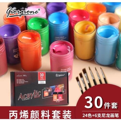 25ml Acrylic Paint Set 24 Colored Bottles 6pcs Brush Pen for Cavas,Wood,Rock,Painting,Ceramic Art Drawing Supplies