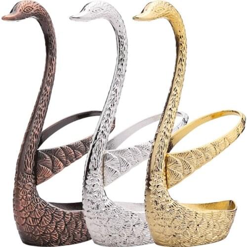 Swan Spoon Base Holder Fruit Forks Set Stainless Steel Salad Dessert Forks Spoon Coffee Cake Tools Tableware Bar Tool