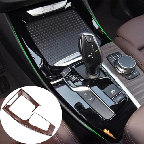 1pcs Pine Wood Grain ABS Plastic Stickers Gear Shift Frame Panel Trim for BMW X3 X4 G01 G02 2018 2019 LHD Vehicles Accessories