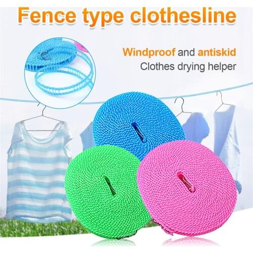 Nylon Anti-skid Windproof Clothesline Fence-type Clothesline Non-slip Drying Ropeclothesline Outdoor Travel Clothes Line Ropes
