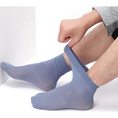 10pairs/lot Bamboo Fiber Mens Socks Summer Thin Stripe Long Socks Men Silk Socks Business Socks No Heel Calcetines hombre