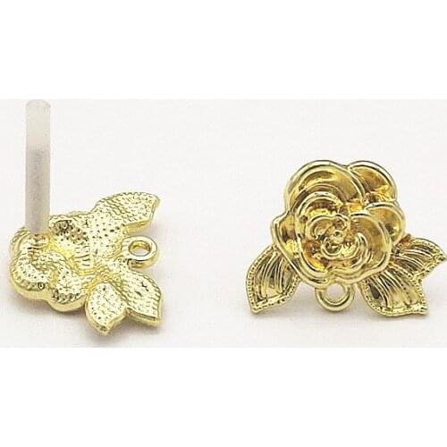 New Arrival! 16x21mm 100pcs Zinc Alloy Flower shape Ear Stud for Handmade Earring DIY Parts,Jewelry Findings & Components