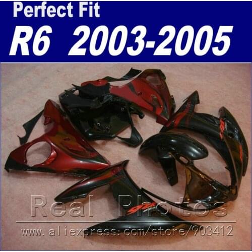 New arrival body work for YAMAHA R6 fairing kit 2003 2004 2005 black red Fairing YZF fairings 03 04 05