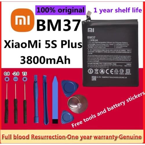 Xiao Mi Original Phone Battery BM37 for Xiaomi 5S Plus Mi5S Plus High Quality 3800mAh Phone Replacement Batteries + Tools