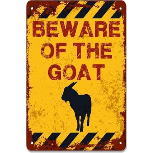 Beware of the Goat Garden Sign Vintage Retro Tin Sign Metal Sign Decor for Garage Home Bar Pub Store Shop Hotel Man Cave Club