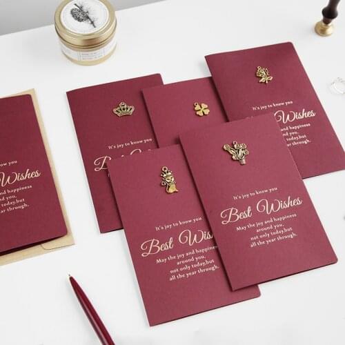 5 sets Gold stamping Christmas card hard birthday wish Thanksgiving gift message card with envelope