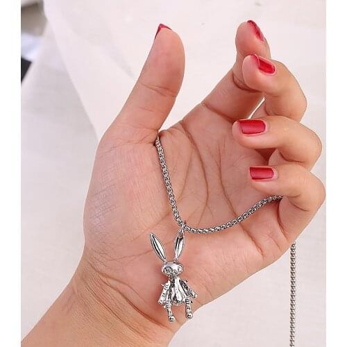 Timlee N099 New Retro Cartoon Cute Rabbit Pendant Metal Necklaces Personality Accessories Wholesale