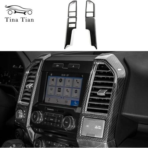 Fit For Ford F150 2015-2020 ABS Carbon fiber color Car Central Console Dashboard Air Outlet Vent Panel Decoration Cover