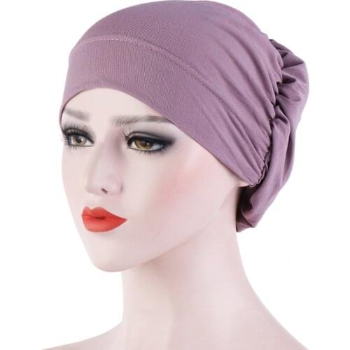 Soild Color Stretchy Underscarf Caps Muslim Inner Hijabs Under Scarf Bonnet Breathable Headscarf Hat Female Turbans Chemo Hat