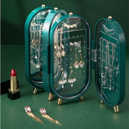 Jewelry Foldable Storage Box Earring Display Stand Portable Bracelet Necklace Table Organizer Multi-layer Plastic Shelf Rack