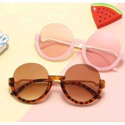 Oversized Semi Rimless Child Sunglasses for Baby Retro Metal Half Frame Round Kids Sun Glasses Girls Infant Oculos De Sol 2020