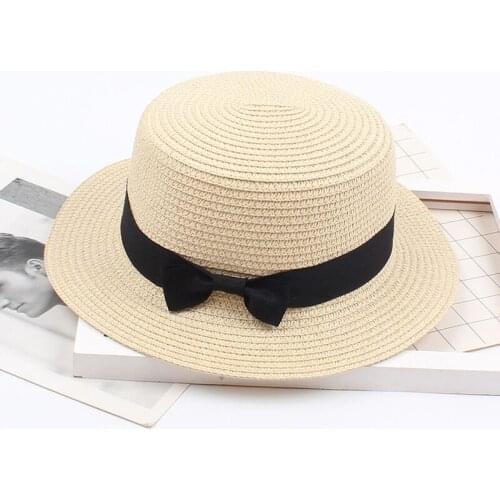 Fashion Parent-child sun hat Cute children sun hats bow hand made women straw cap beach big brim hat casual glris summer cap