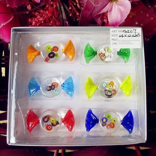 6pcs Manufacturers custom wedding decoration hand blown murano glass candy model Christmas tree ornaments Pendant accessories