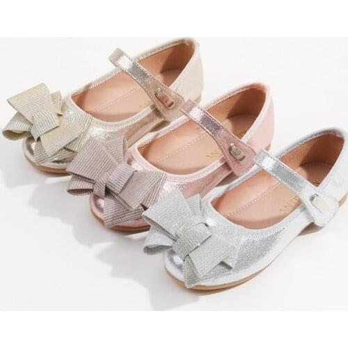 2021 New Children Princess Shoes Girls Round Toe Bowknot Dress Shoes Kids Birthday Party Christmas Show Shoes