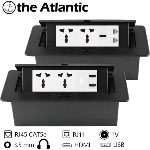 Universal Plug Desktop Recessed Power Strip Socket Table Outlets With USB RJ45 TV HDMI Socket In The Countertop Benchtop Pop Up