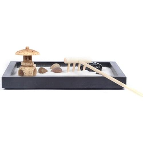 Japanese Zen Garden for Desk 6x4 Inches Large Tray White Sand River Rocks Pebbles Rake Tools Set Office Table Accessories Mini Z