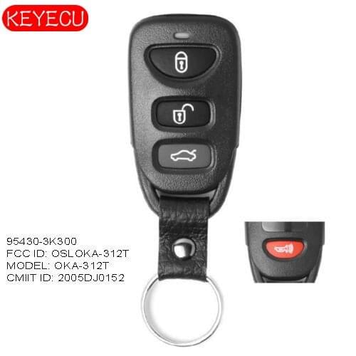 Keyecu Replacemen Remote Key Fob 3+1 Button 315MHz for Hyundai Sonata Accent Elantra FCC: OKA-312T P/N: 95430-3K300
