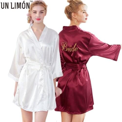 UNLIMON Womens Sexy Stain Nightgown Half Sleeve Bridesmaid Robes Silk Pyjamas