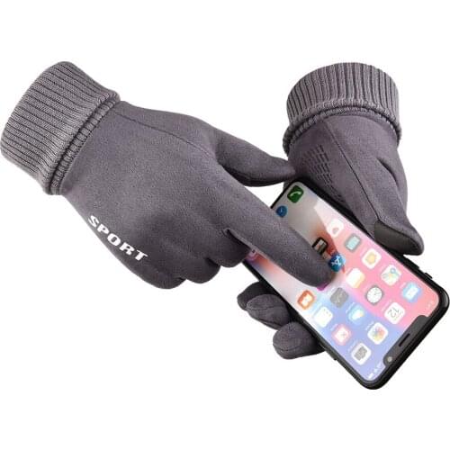 Winter Mens Gloves Suede Warm Touch Screen Windproof Driving Guantes Thick Cashmere Anti Slip Outdoor Male Gloves WA 030