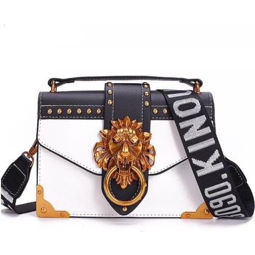 2021 Fashion Metal Lion Head Mini Small Square Pack Shoulder Bag Crossbody Package Clutch Women Designer Wallet Handbags D47
