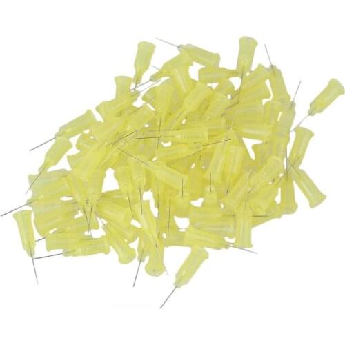 32Ga Yellow 1/2" Plastic Spiral Connector Stainless Steel Adhesive Glue Dispensing Needles Tip Pack of 100