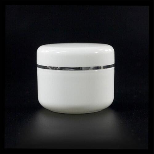 500*50g Cute cosmetic container jar black and white 100g White Double Wall Cosmetic Cream PP Jar