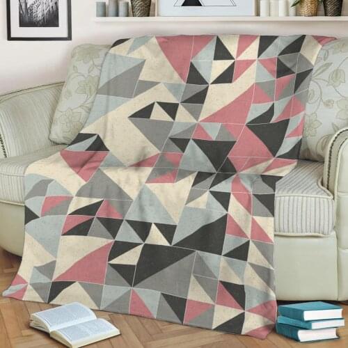 Abstract Geometric Pattern 3D Printed Velvet Plush Throw Fleece Blanket Bedspread Sherpa Blanket Home Decora