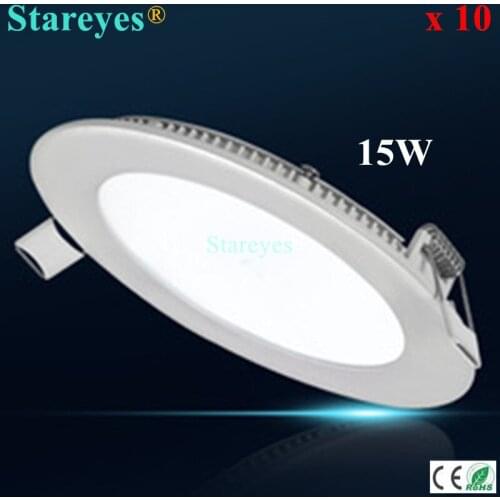 Free shipping 10 pcs Round led panel light 15W 1300LM AC90-265V 2835 SMD downlight bulb spotlight lamp ceiling light
