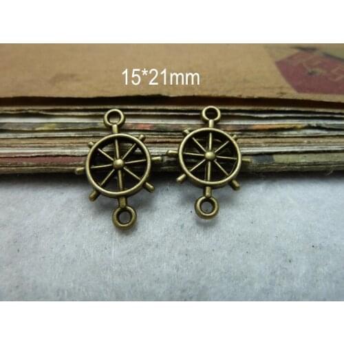 Free Shipping - 150 PCS Alloy Anchor Connectors 15*21mm Antique Bronze Tone,Boat rudder With 2 Loop,Jewelry Accessories