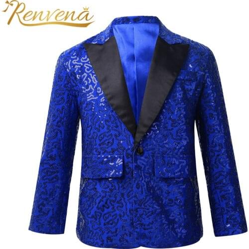 Boys Blazer Kids Suits Stylish Sequins Lapel Suit Coat BoyJacket Blazer Tuxedo for Wedding Banquet Party Birthday Suit Outwear
