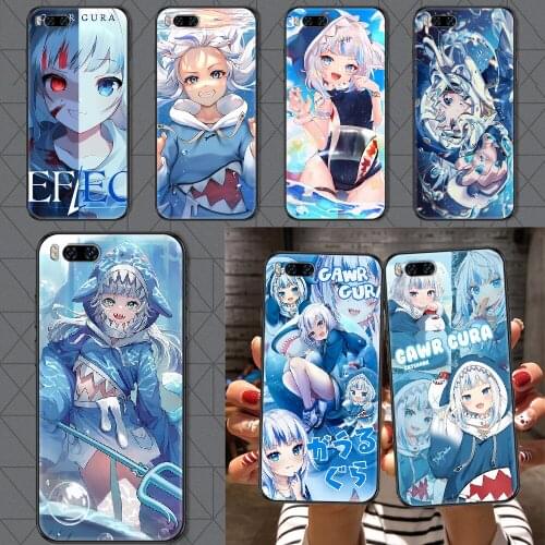 Gawr Gura Shark Girl Phone case For Xiaomi Mi Max Note 3 A2 A3 8 9 9T 10 Lite Pro Ultra black painting cover luxury Etui 3D