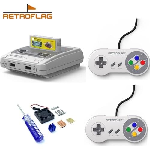Retroflag SUPERPi U CASE Or J Case with 2PCS Wired USB Gamepad with coolling fan+heatsinks for Raspberry Pi 3B Plus (3B+)/3B