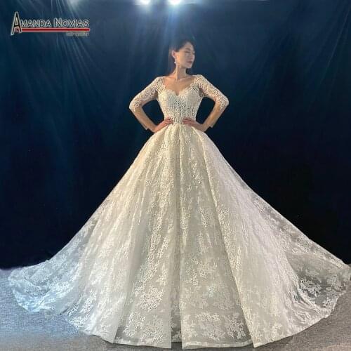 Elegant overlay wedding dresses with nice back custom order