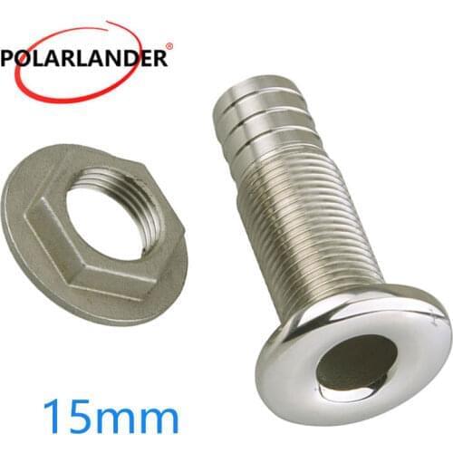Fitting For Boat Yacht Connector 316 Hose Barb Drain Joint Stainless Steel 3/8" Drain Pipe Tube Silver 1.5cm Thru Hull Marine