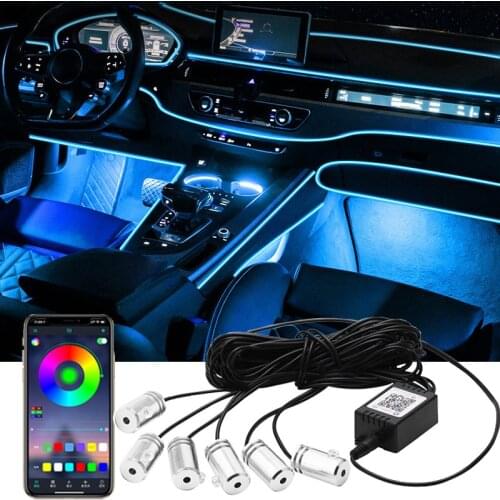 Flexible Car Atmosphere Lights APP Music Control Neon Wire Strip Light Interior RGB Ambient Light Car Styling Decorative Lamps