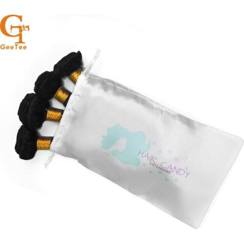 Customized Virgin Hair Bag with Drawstring,Stain Hair Bag, Drawstring Hair Bags Handbags Women Hair Extension packing silk bag