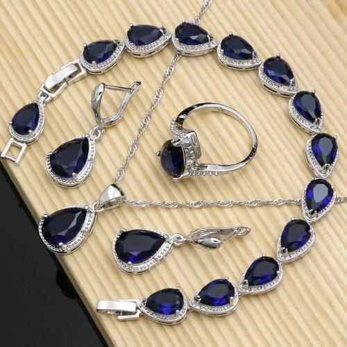 Water Drop Wedding Jewelry Sets Bride 925 Silver Jewelry Accessories Bracelet Necklace Set for Women Dropshipping